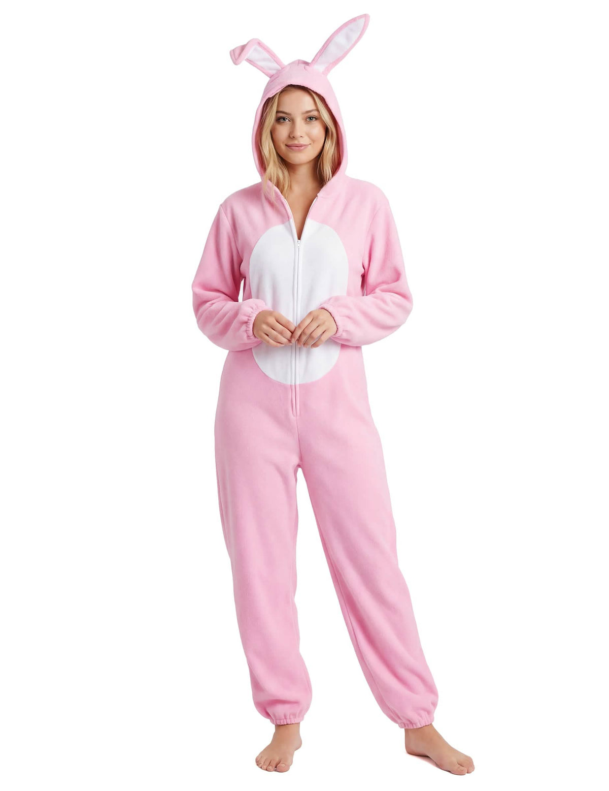 Damen-Häschenkostüm Rosa, Pink und Weiß mit Kapuze und Ohren