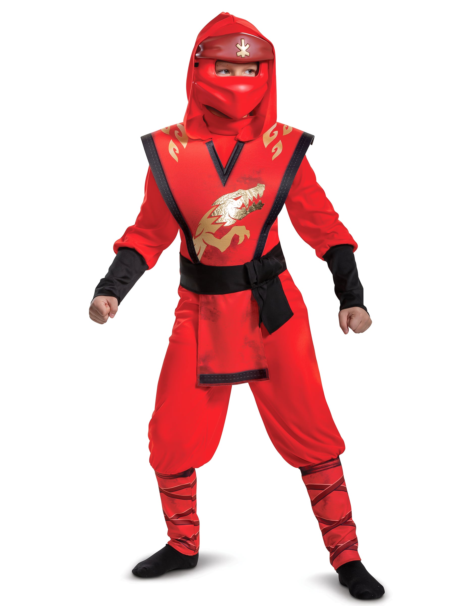 Déguisement Kai Ninjago LEGO pour enfant rouge et doré avec masque
