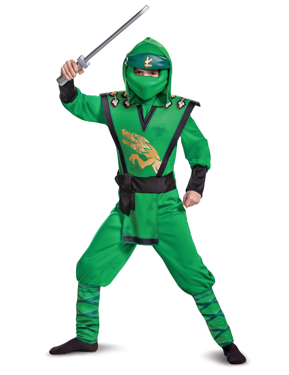 Pose mit Schwert des Kostüms LEGACY deluxe Lloyd Ninjago LEGO