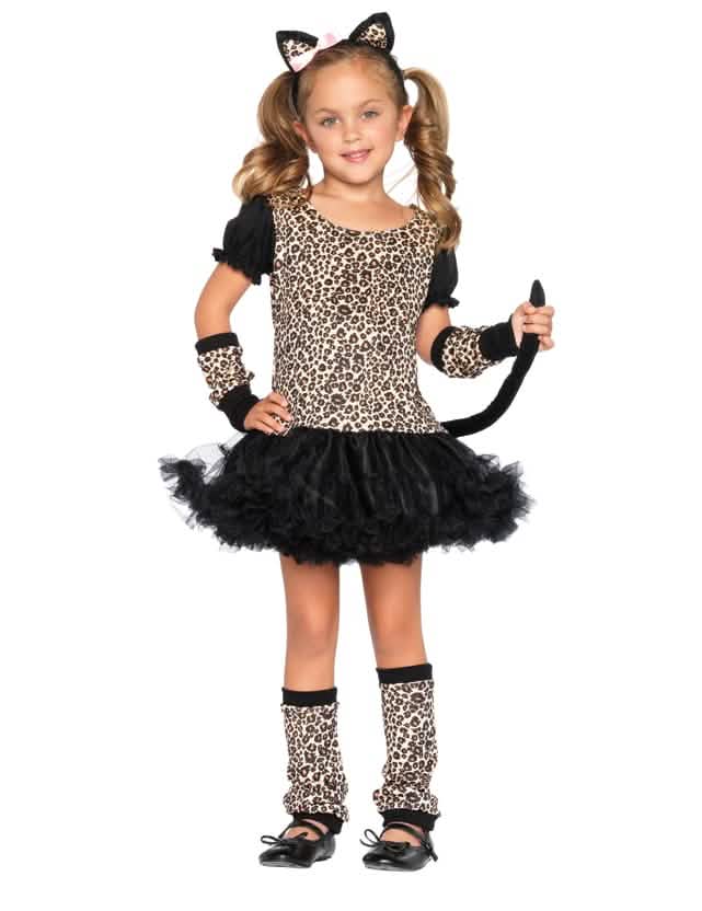 Leopardenkostüm für Mädchen mit Schwarzem Tutu und Animalprint