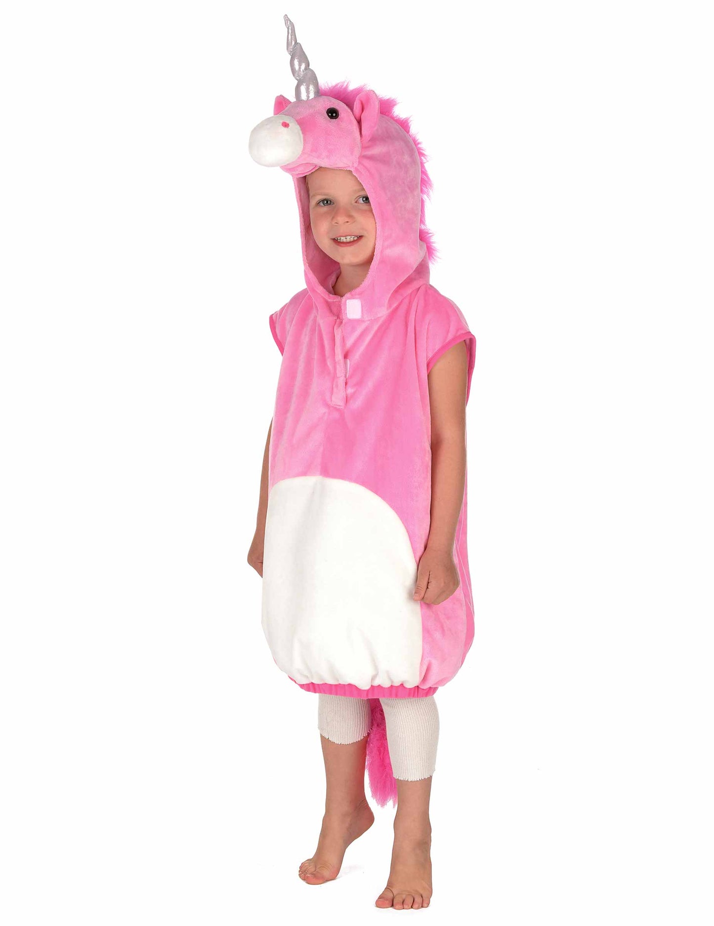 Déguisement de licorne pour enfant rose et blanc avec capuche tête de licorne