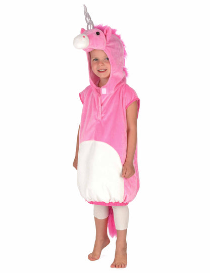 Déguisement de licorne pour enfant rose et blanc avec capuche tête de licorne
