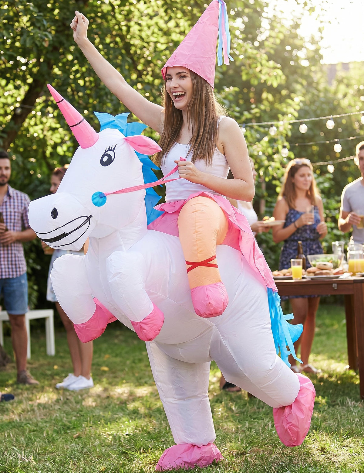 Kostüm aufblasbares Einhorn für Erwachsene