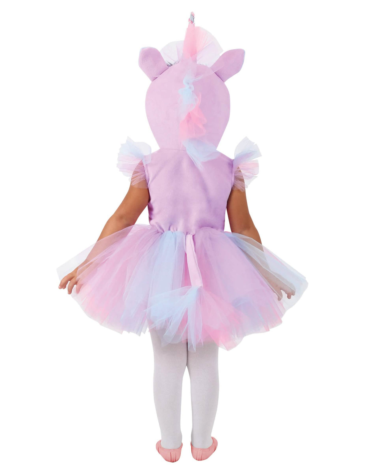 Rückenansicht des pastellfarbenen Einhorn-Kostüms für Baby