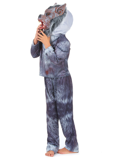 Vue de profil du déguisement loup garou pour enfant
