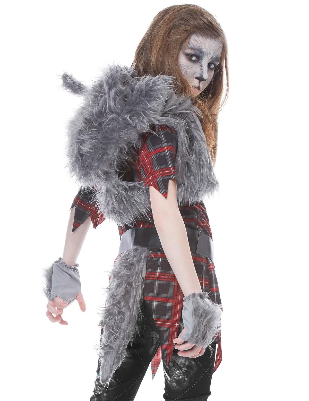 Rückansicht des luxuriösen Werwolf-Kostüms für Mädchen