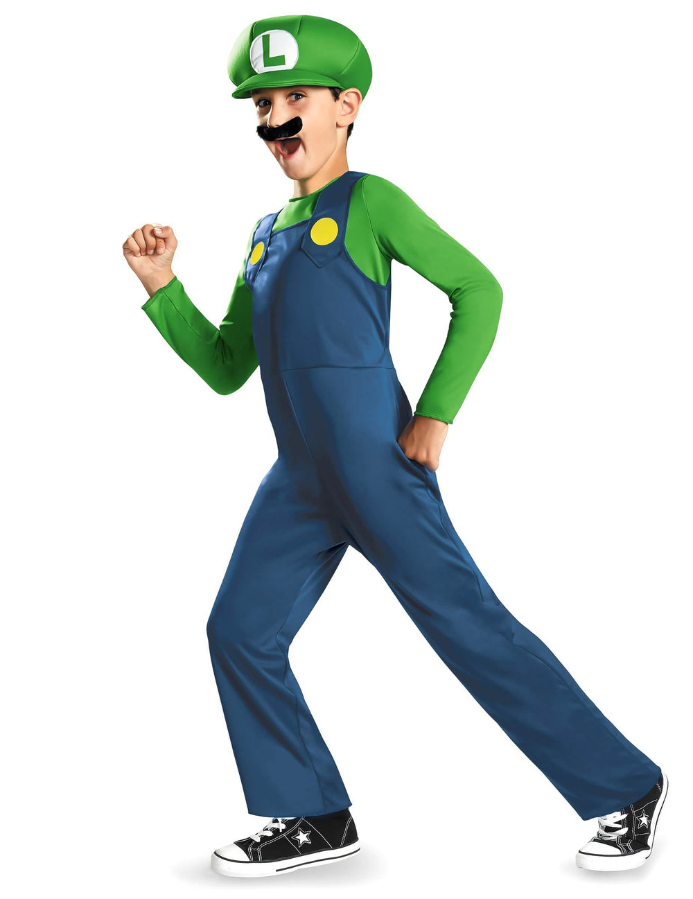 Verkleidung Luigi™ für Kinder Grün und Blau mit Kappe und Schnurrbart