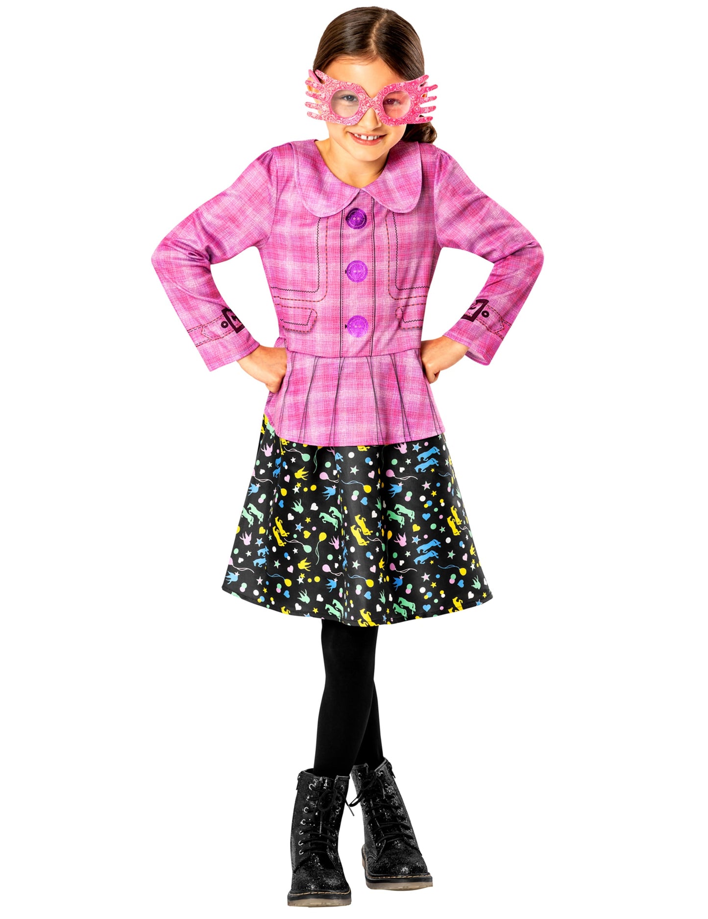 Déguisement Luna Lovegood - Harry Potter™ pour enfant rose avec lunettes Lorgnospectres