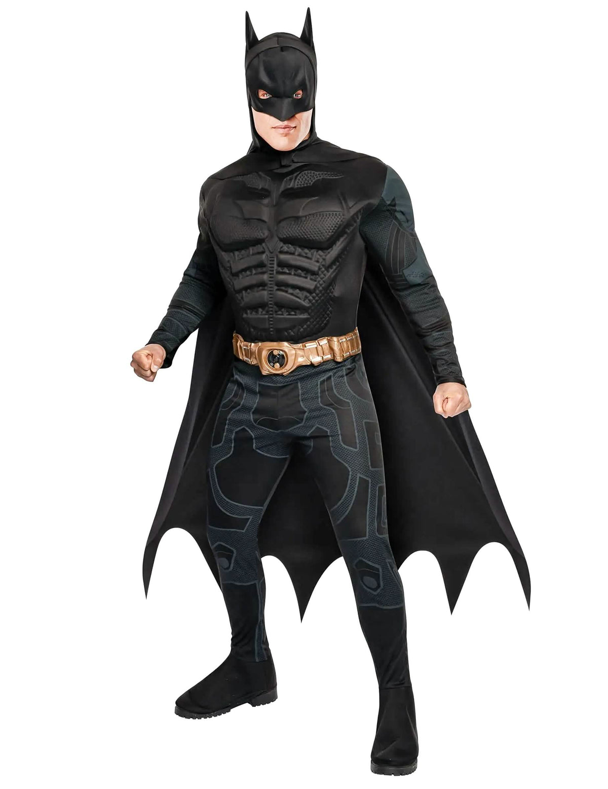 Déguisement luxe Batman™ pour homme noir avec ceinture dorée