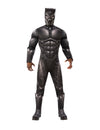 Déguisement luxe Black Panther Avengers pour adulte noir avec torse musclé et masque