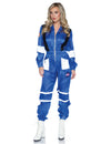 Déguisement combinaison luxe d'astronaute pour femme bleu et blanc avec logo NASA