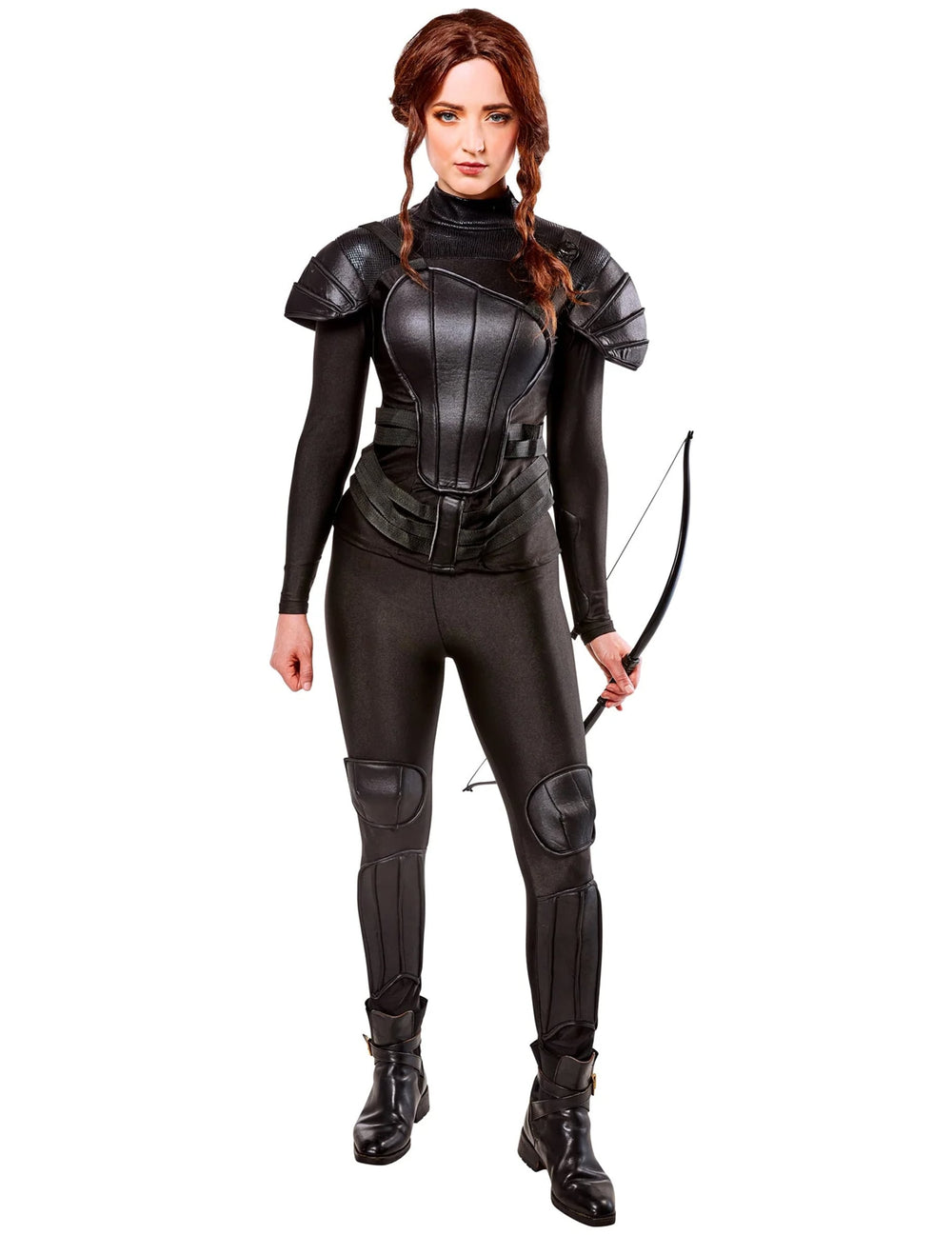 Déguisement Luxe Katniss Rebel The Hunger Games™ pour femme noir avec armure et arc