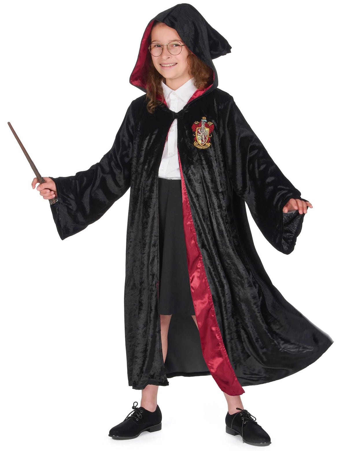 Umhang mit Kapuze und Zauberstab des Luxus-Kostüms Kleid Harry Potter für Kinder
