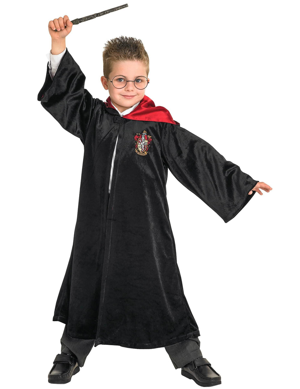 Luxus-Kostüm Harry Potter Kleid Kinder Schwarz und Rot mit Zauberstab und Brillen