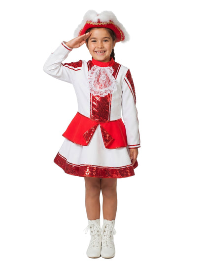 Majorettenkostüm aus roter Gabardine für Mädchen