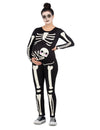 Déguisement maman squelette pour femme enceinte noir avec imprimé bébé squelette