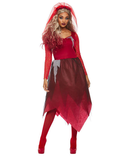 Brautkostüm für Damen in Rot mit Schleier