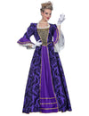 Déguisement de marquise baroque pour femme violette de luxe avec dentelle et dorures