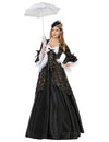 Schwarzes und goldenes Marquise-Kostüm für Damen