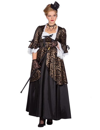 Déguisement marquise noir et doré femme