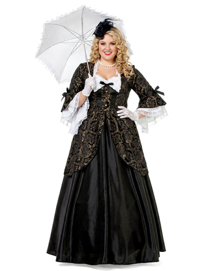 Déguisement marquise noir et doré femme
