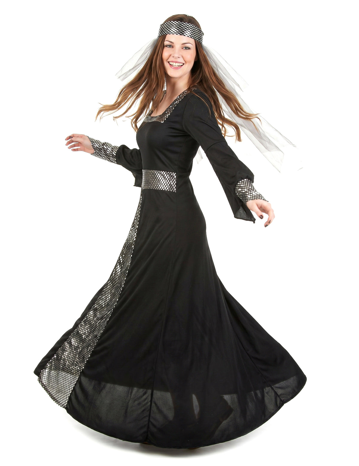 Mittelalterliches Kostüm für Damen schwarz