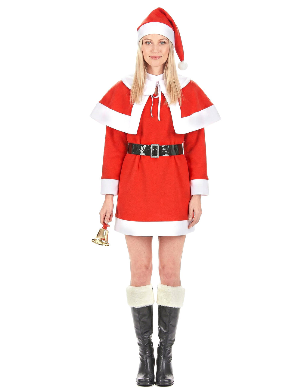 Vue de face du déguisement mère Noël pour femme