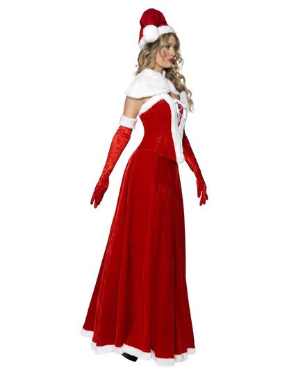 Vue de profil du déguisement robe longue Mère Noël luxe
