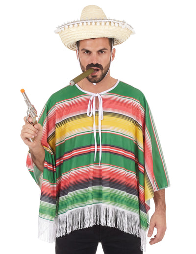 Mexikaner-Kostüm Poncho für Herren bunt