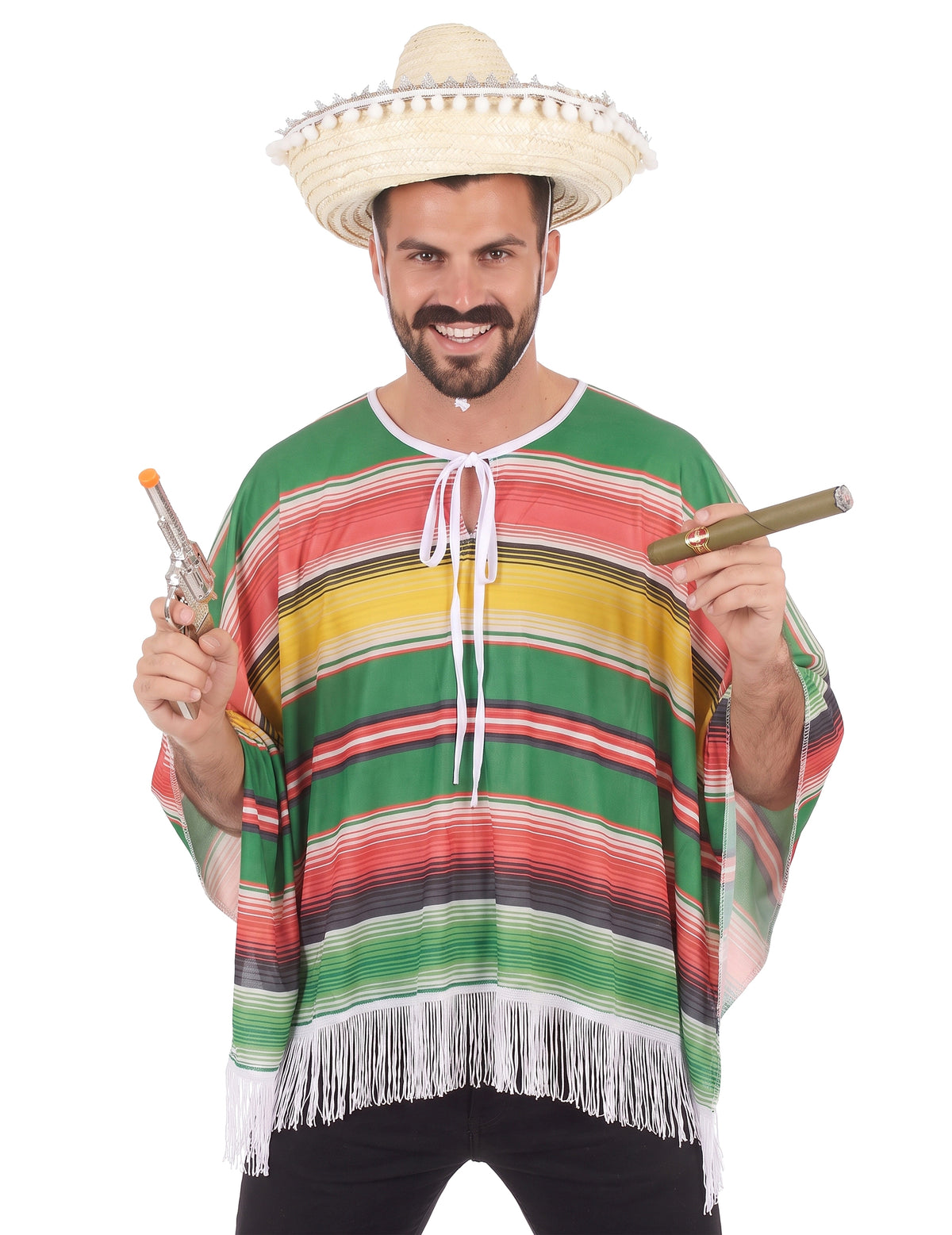 Mexikaner-Kostüm Poncho für Herren bunt