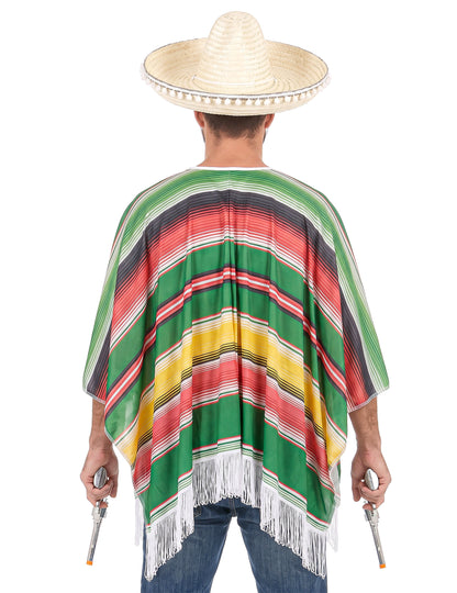 Mexikaner-Kostüm Poncho für Herren bunt