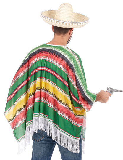 Mexikaner-Kostüm Poncho für Herren bunt