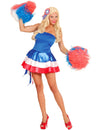Déguisement supporter France pour femme tricolore bleu blanc rouge avec pompons
