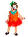 Déguisement Miss Joker pour bébé fille orange et rouge avec jupon en tulle et serre-tête vert