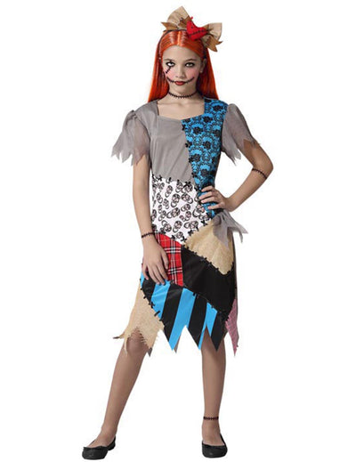 Mehrfarbige Voodoo-Miss-Verkleidung mit Patchwork-Muster für Mädchen