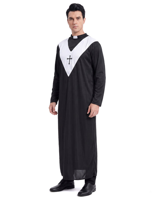 Priesterkostüm für Herren schwarz-weiss