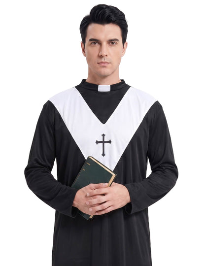 Priesterkostüm für Herren schwarz-weiss