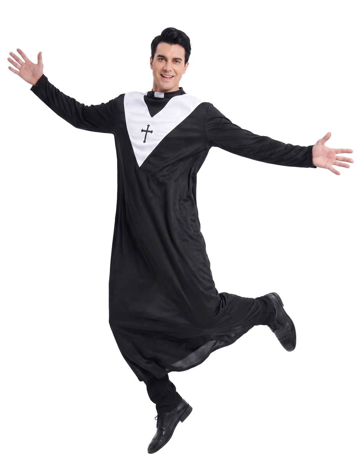 Priesterkostüm für Herren schwarz-weiss