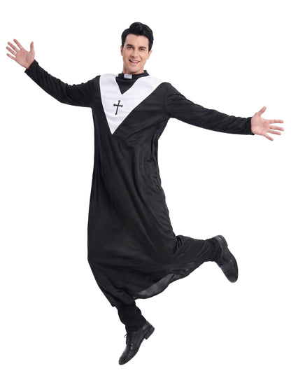 Priesterkostüm für Herren schwarz-weiss