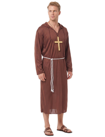 Mönchskostüm für Herren braun-weiss