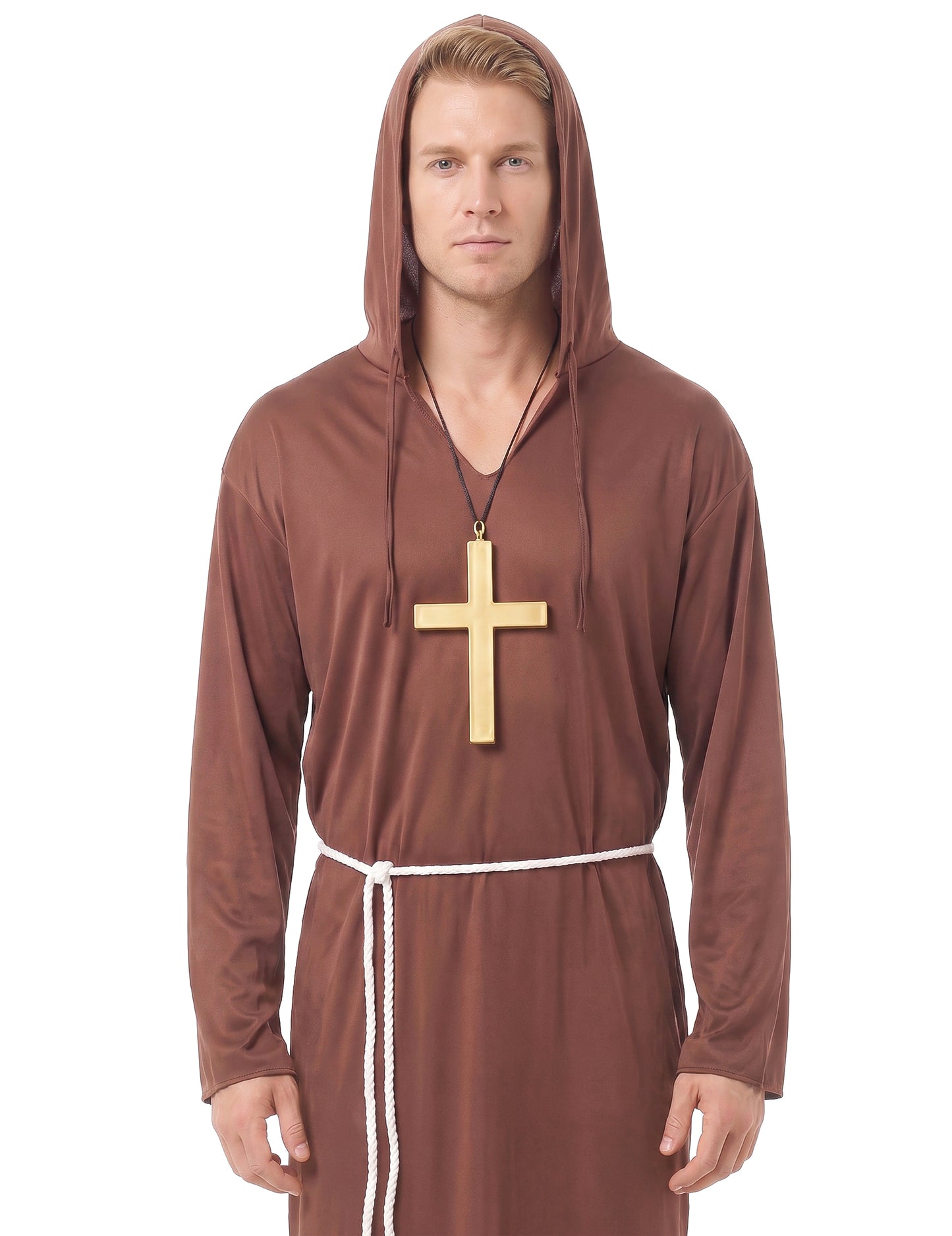 Mönchskostüm für Herren braun-weiss