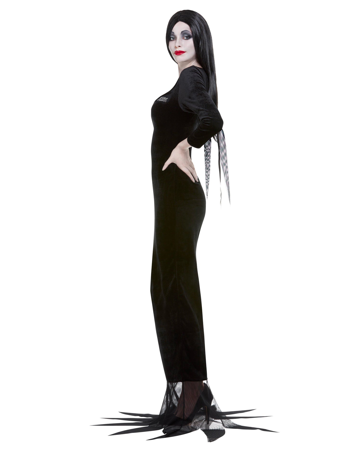 Vue de profil du déguisement Morticia Famille Addams™