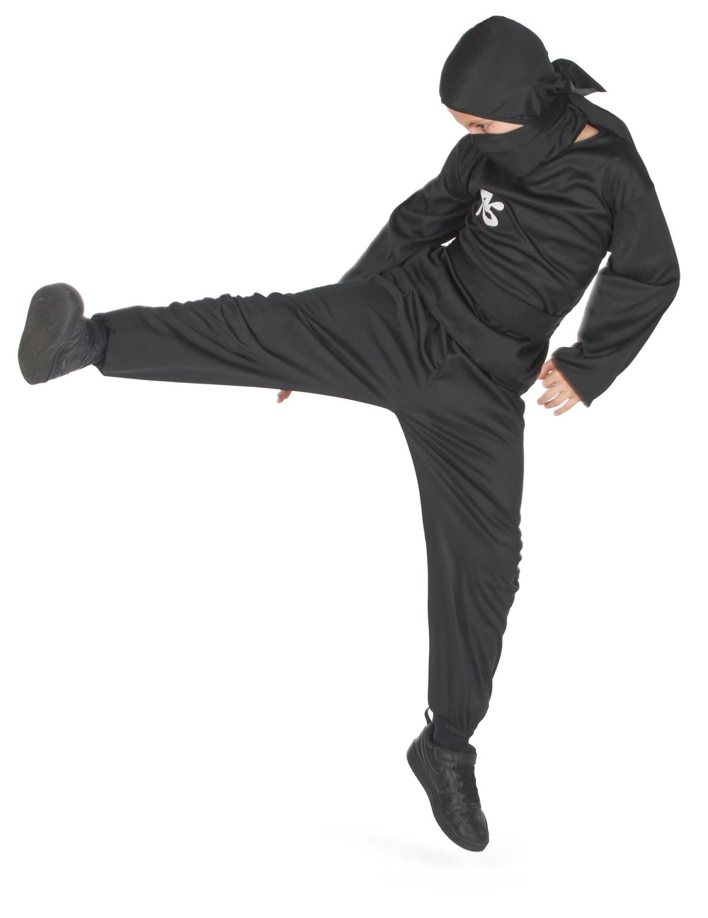 Vue de profil en action du déguisement ninja commando