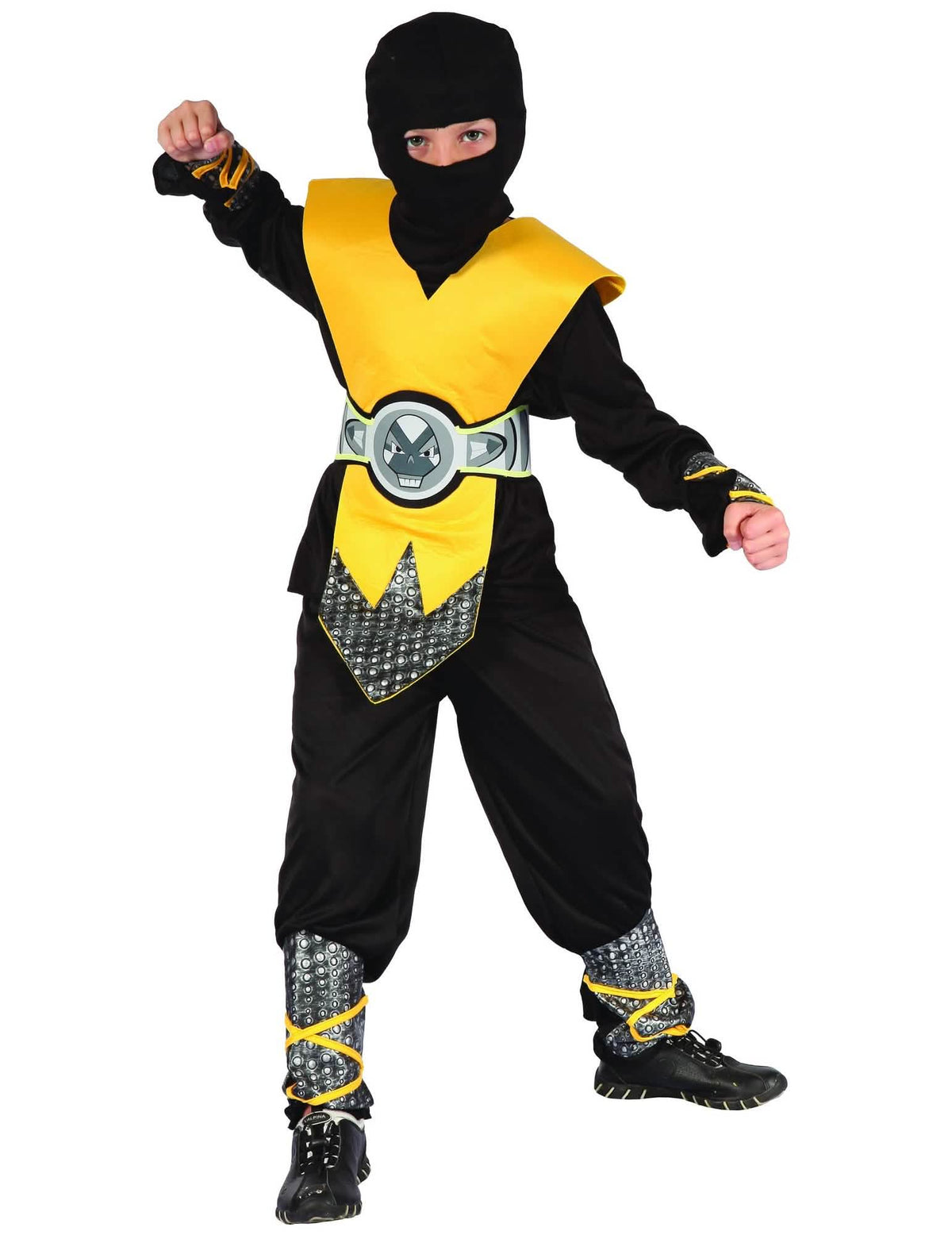 Ninjas-Festkostüm für Jungen Gelb und Schwarz mit Brustpanzer