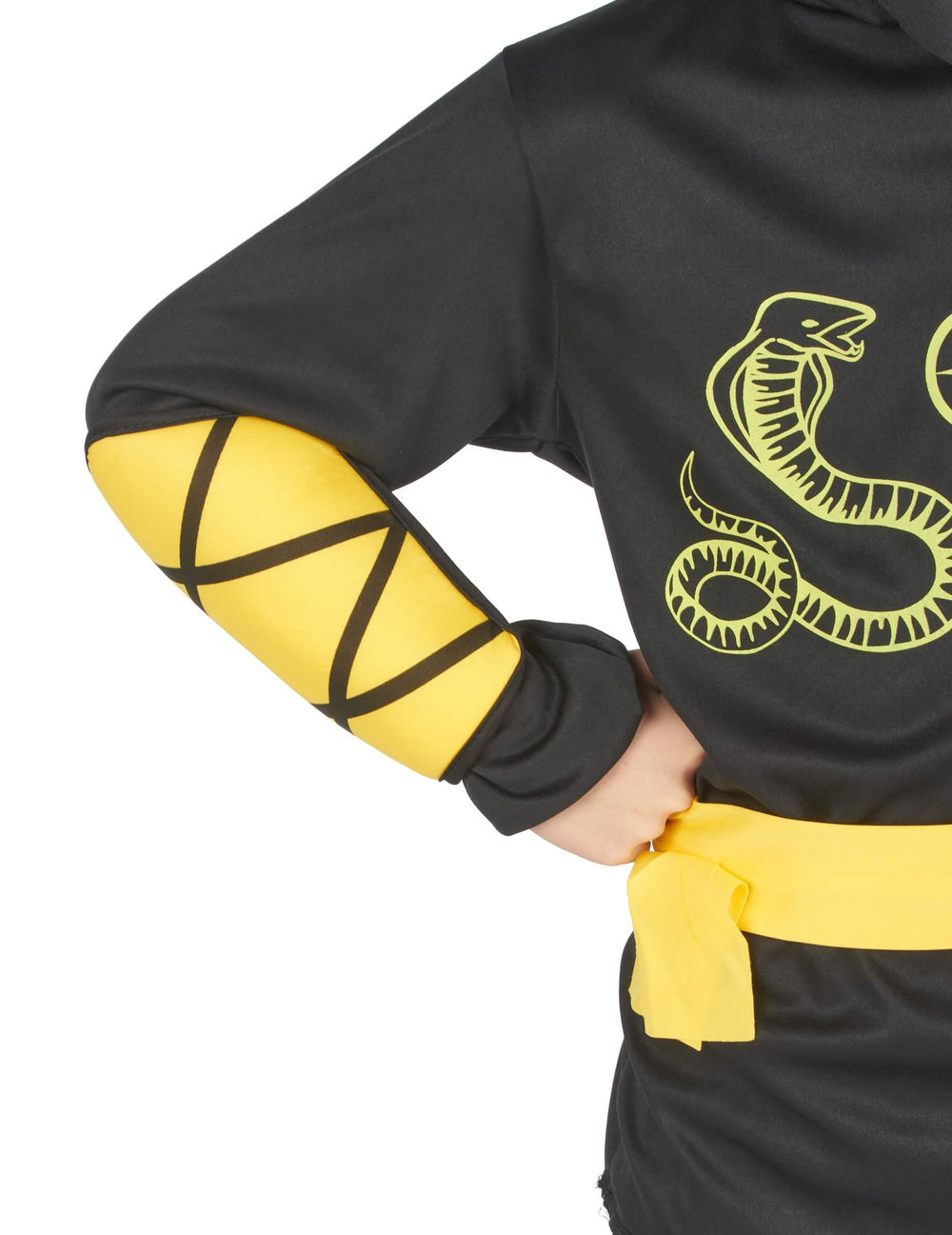 Détail de la manche et de la ceinture du déguisement ninja pour garçon