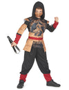 Déguisement ninja traditionnel pour garçon noir et rouge avec motif dragon doré