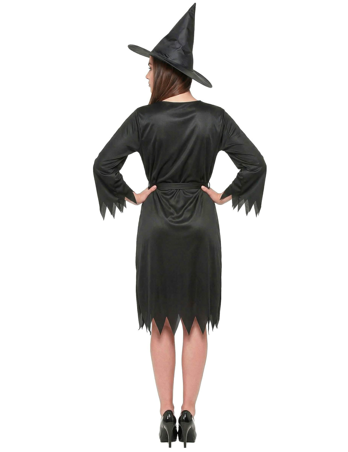 Vue de dos du déguisement de sorcière pour femme