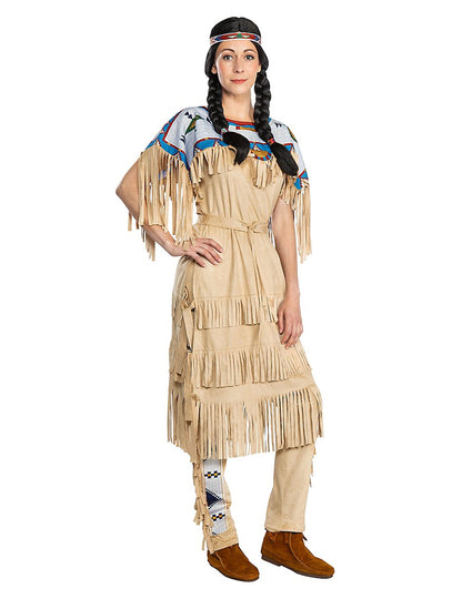 Nscho-Tschi™-Kostüm Damenkostüm Winnetou™ für Fasching Indianerin braun-blau