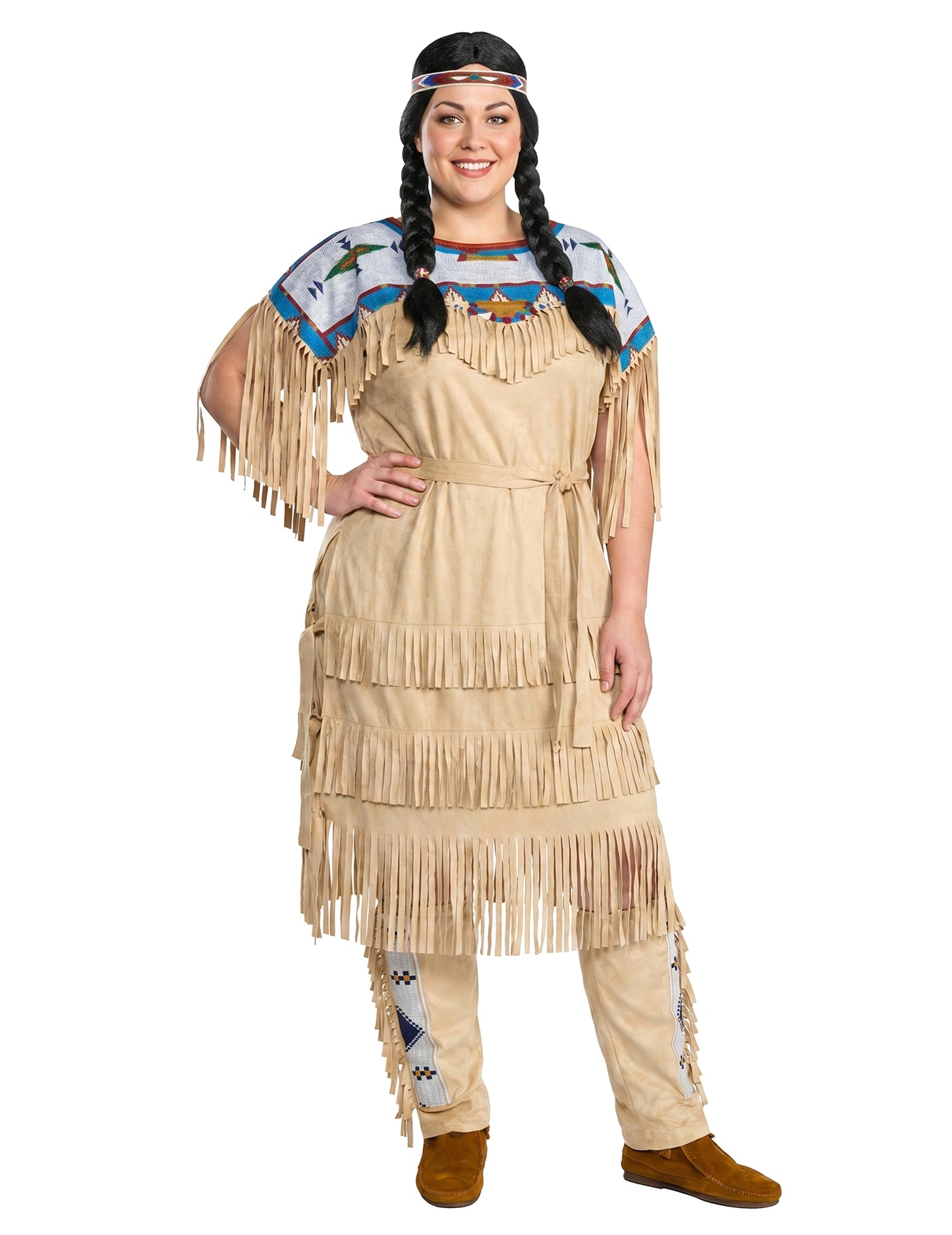 Nscho-Tschi™-Kostüm Damenkostüm Winnetou™ für Fasching Indianerin braun-blau