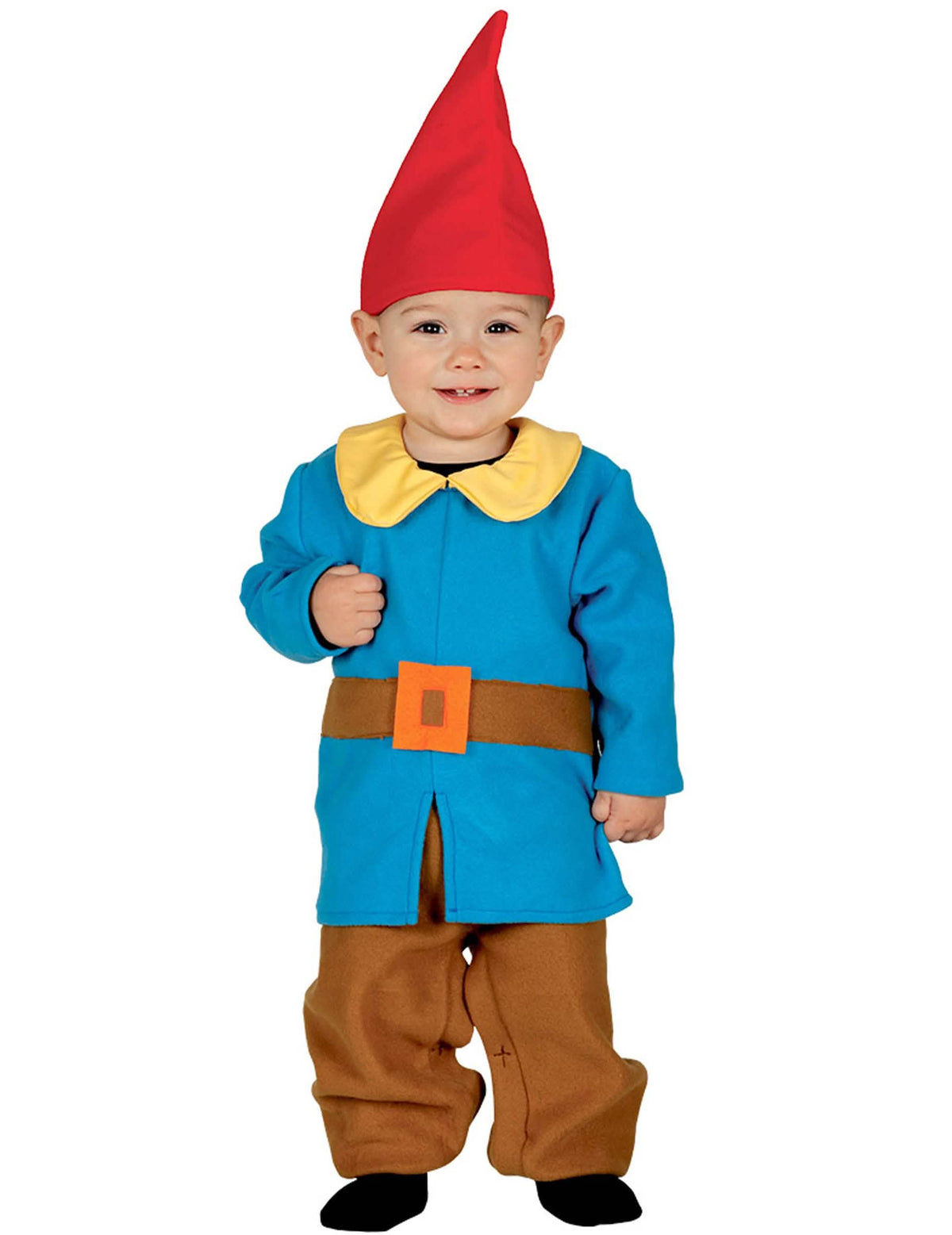 Zwerg-Kostüm für Baby Blau mit Rotem Hut und Brauner Hose